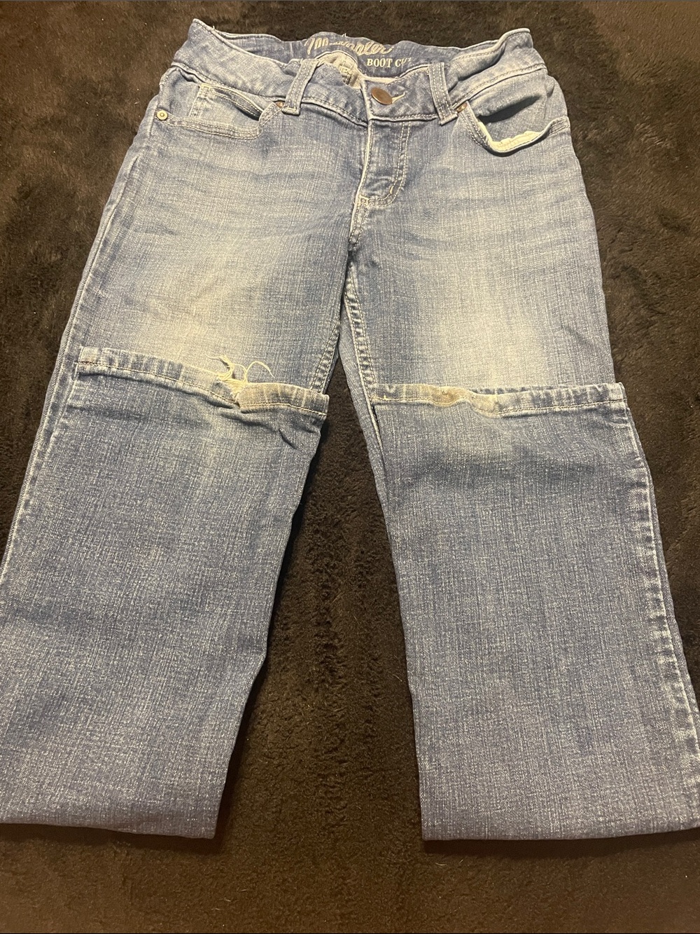 Womans Light Blue Distressed Bootcut Jeans